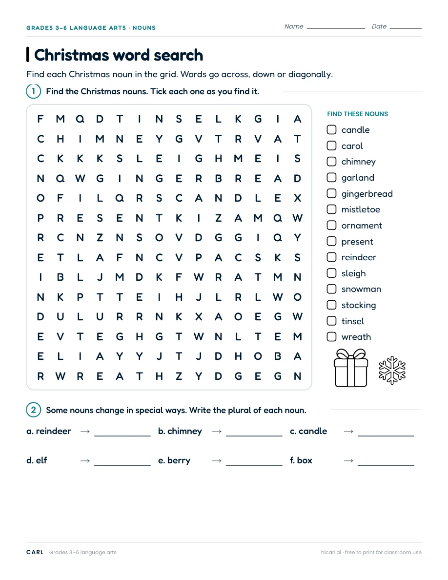 Christmas word search preview
