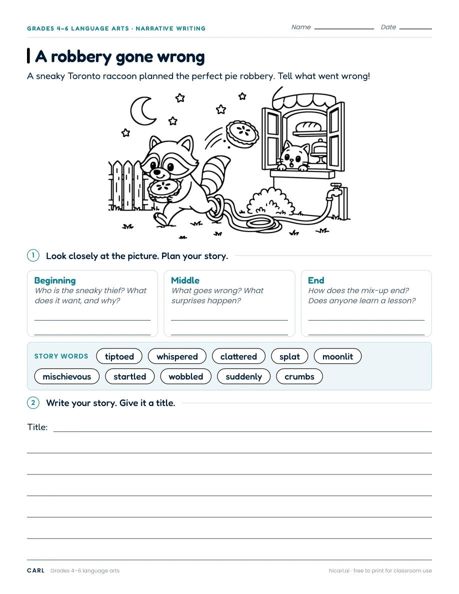 A robbery gone wrong worksheet preview
