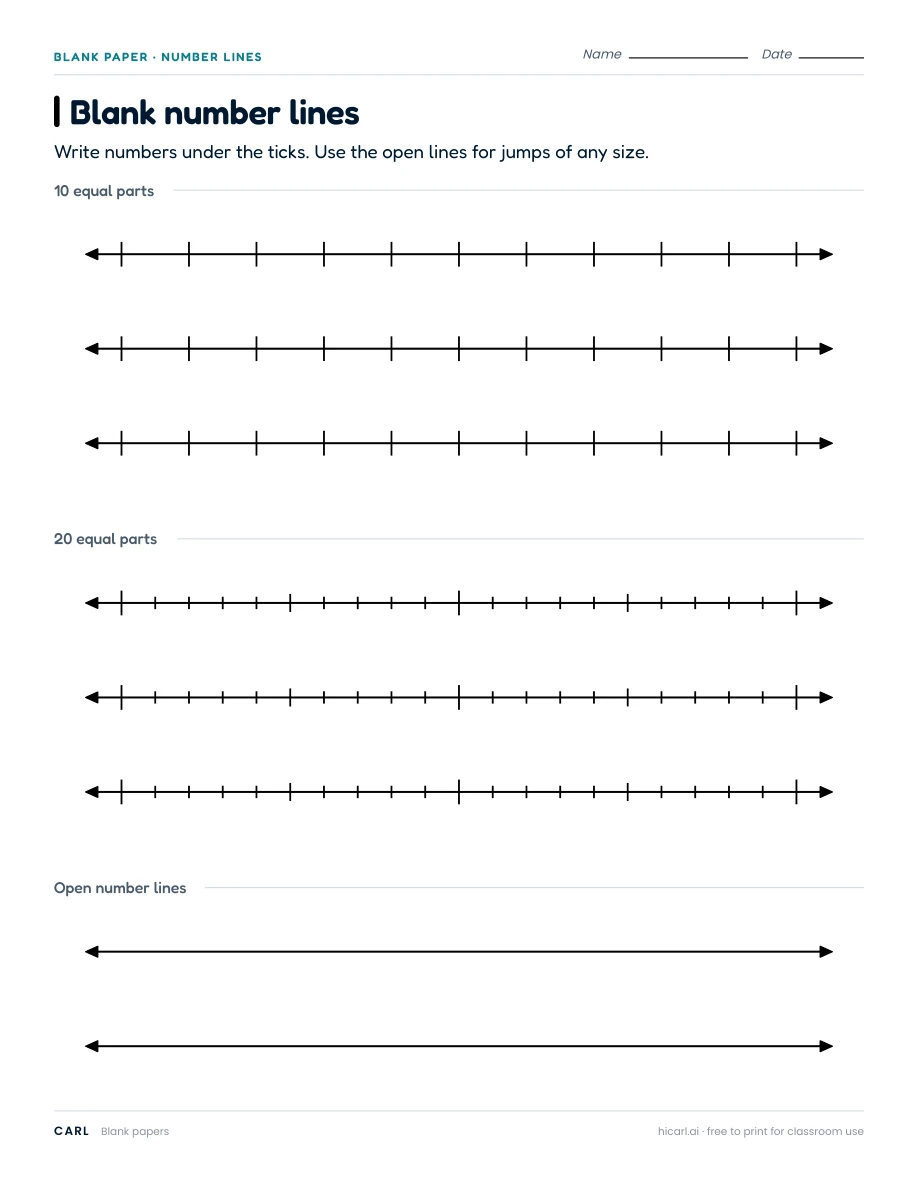 Number charts and math organizers preview