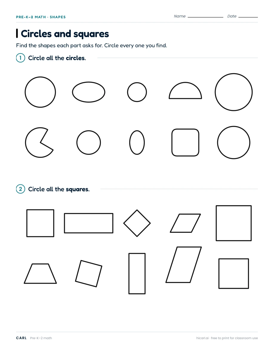 Shape activities preview