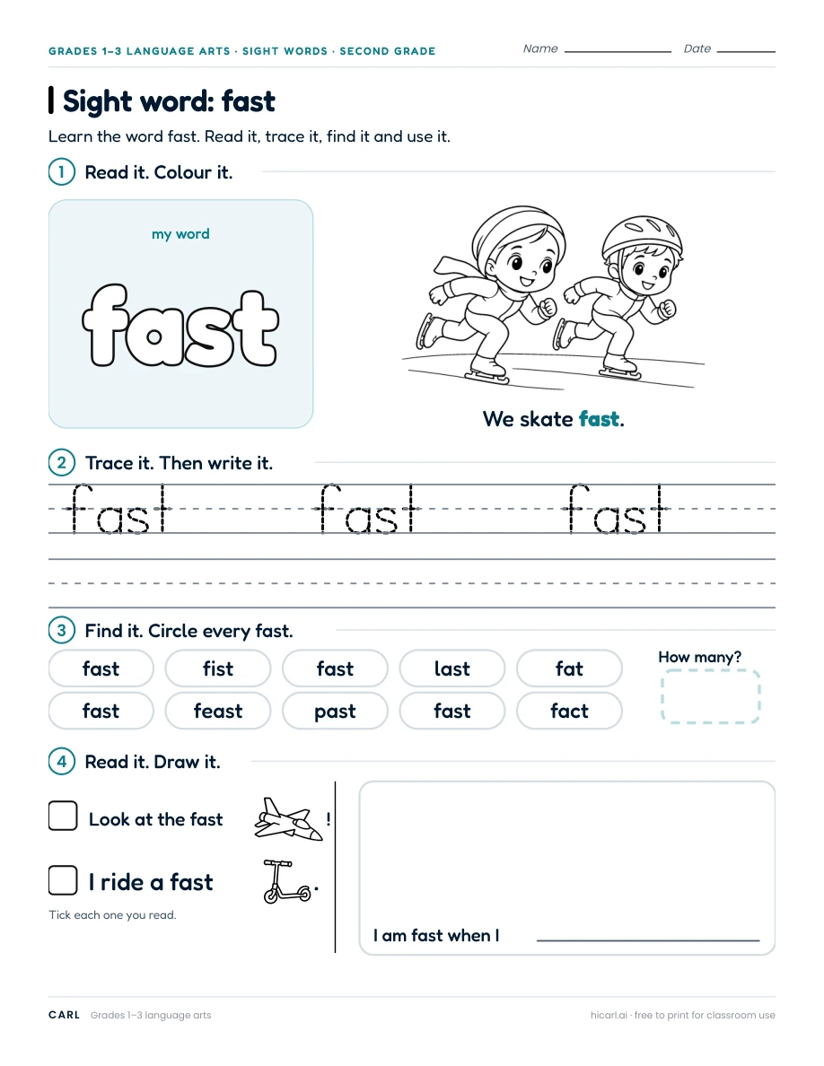Sight word: fast preview