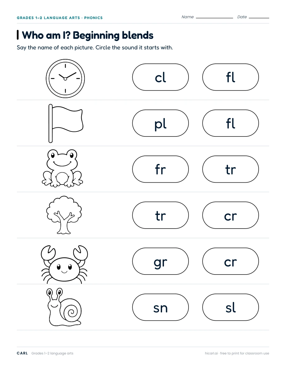 Blend and digraph worksheets preview