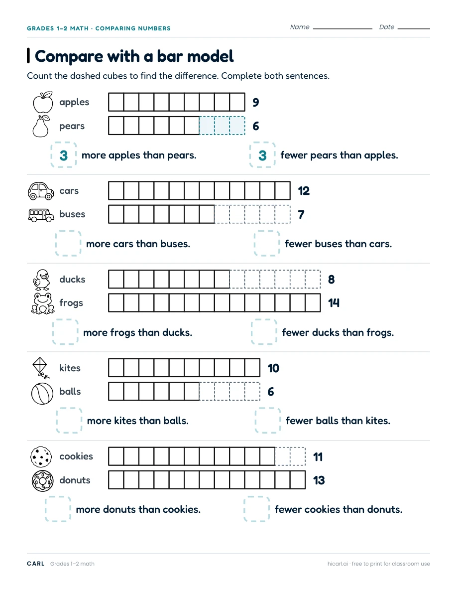 Comparing, ordering and number clue worksheets preview