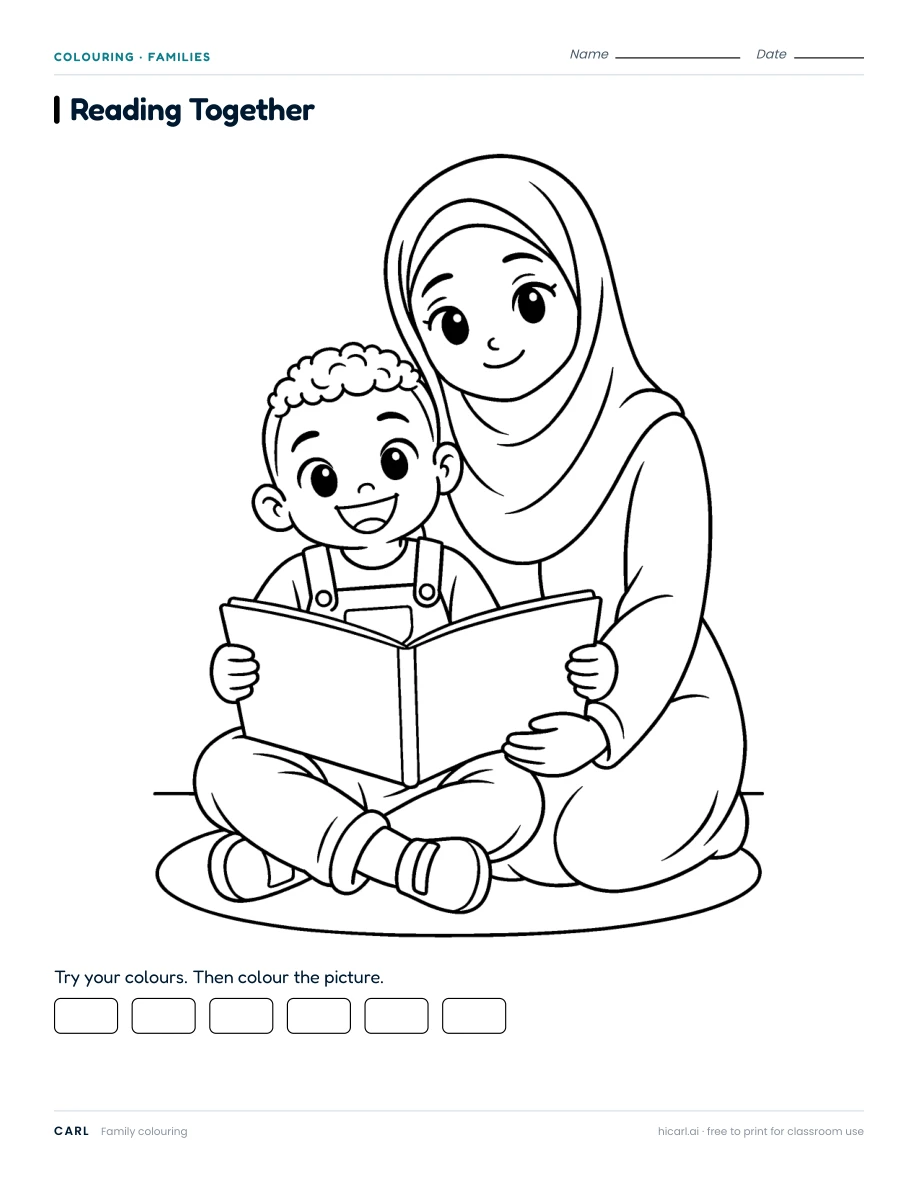 Inclusive family colouring pages preview