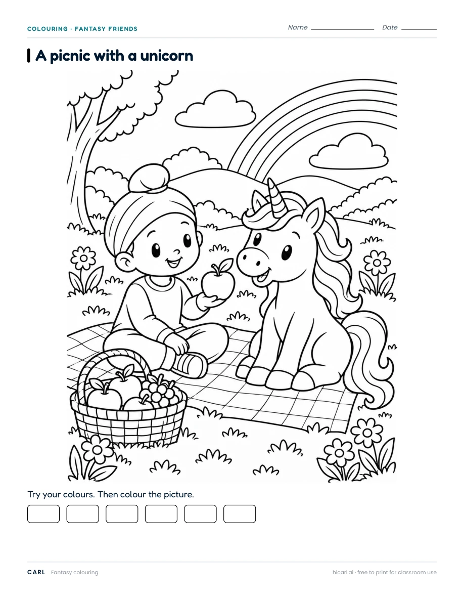 Inclusive fantasy friends colouring pages preview