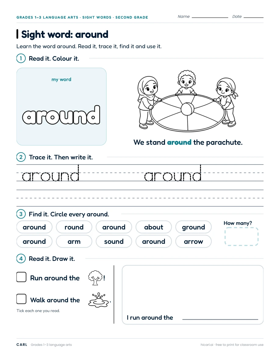 Second-grade sight word worksheets preview