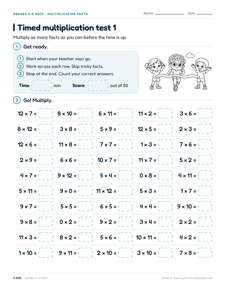 Multiplication fluency practice worksheets preview