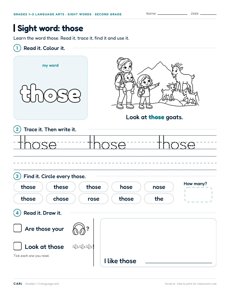 Sight word: those preview