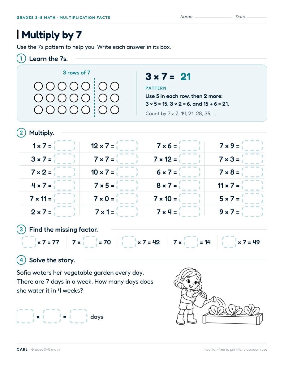 Multiplication facts six to twelve worksheets preview