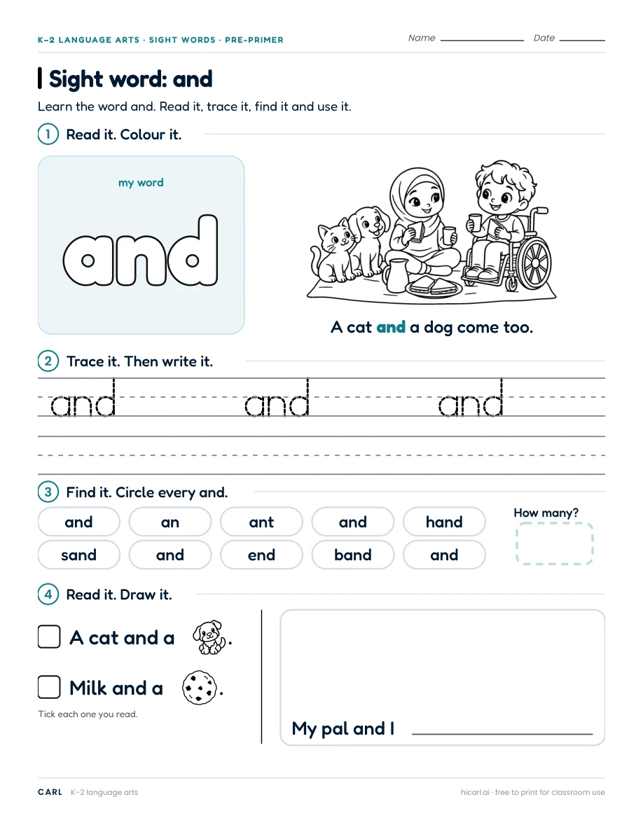 Sight word: and preview