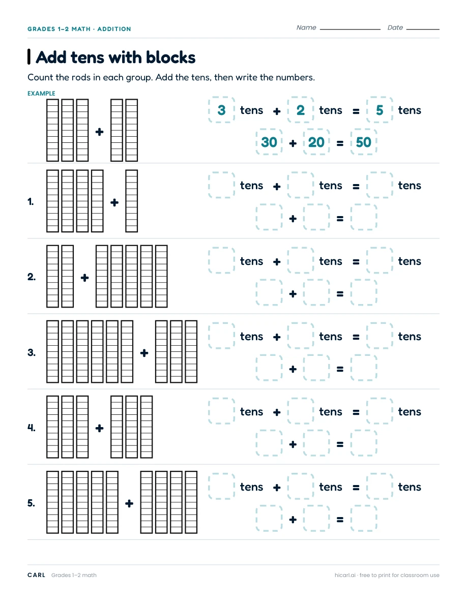 Add tens with blocks preview