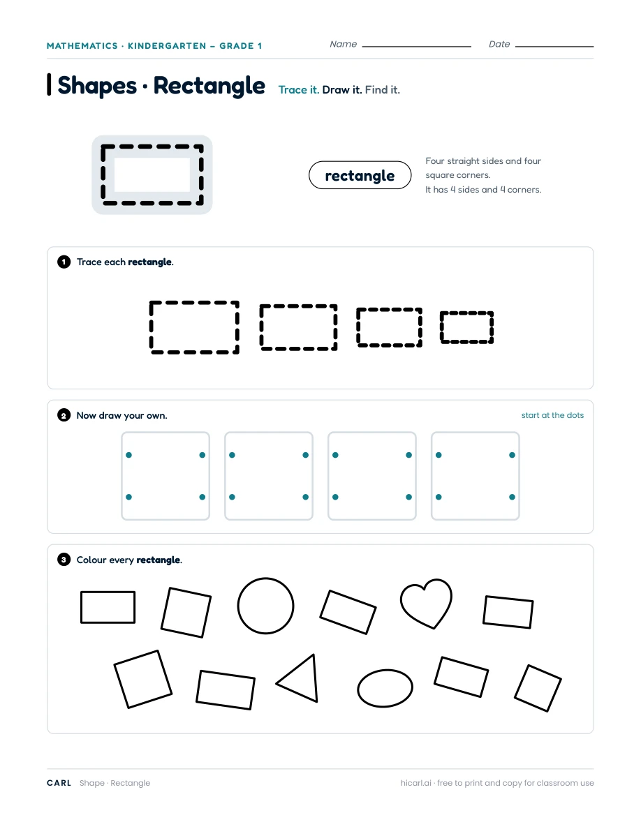 Rectangle worksheet — page 1 of 1
