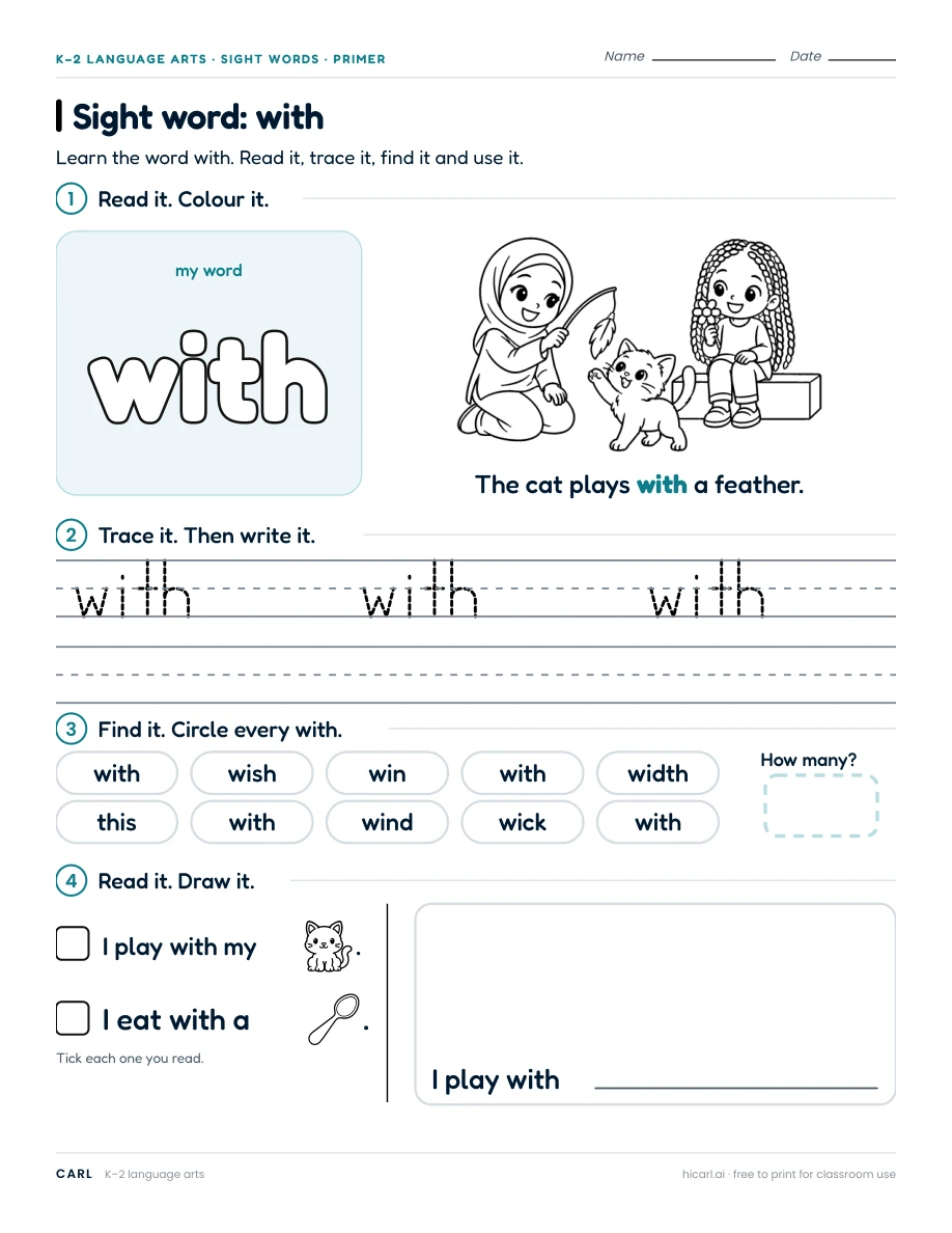 Sight word: with preview