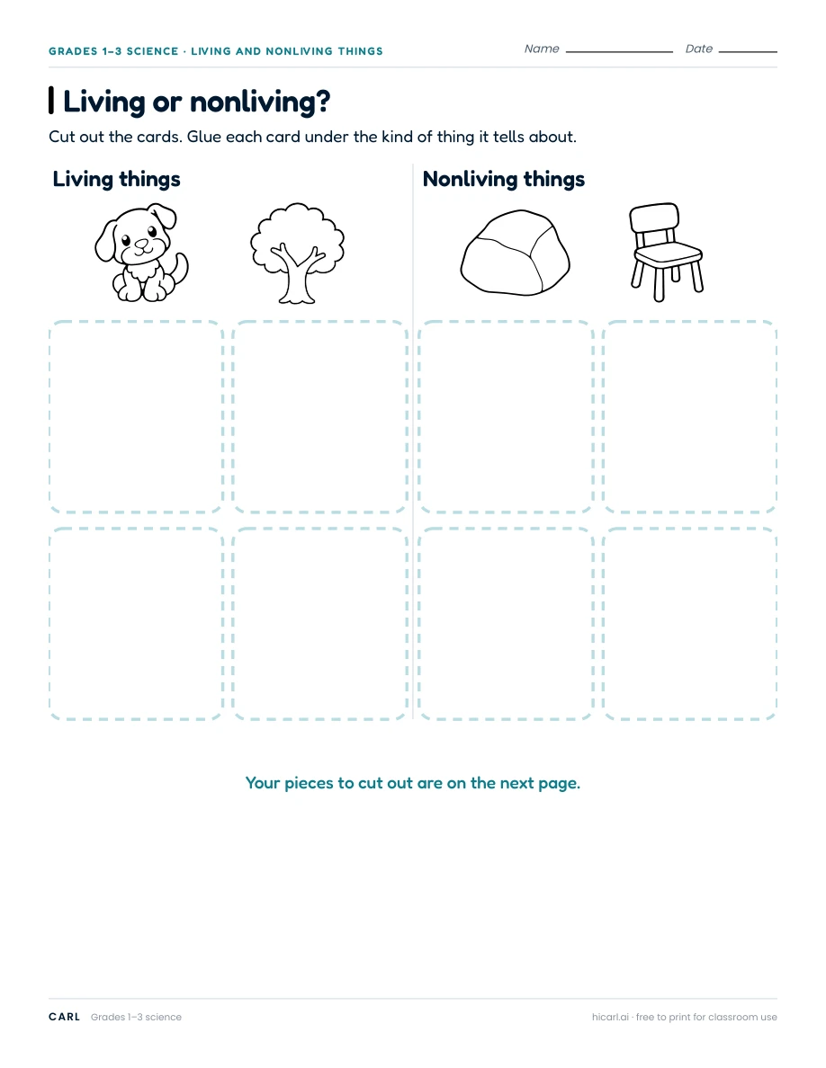 Living or nonliving? 2 worksheet preview