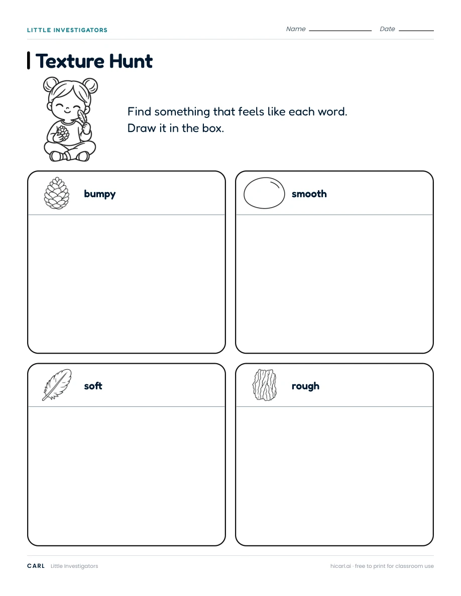 Little Investigators: Texture Hunt worksheet preview
