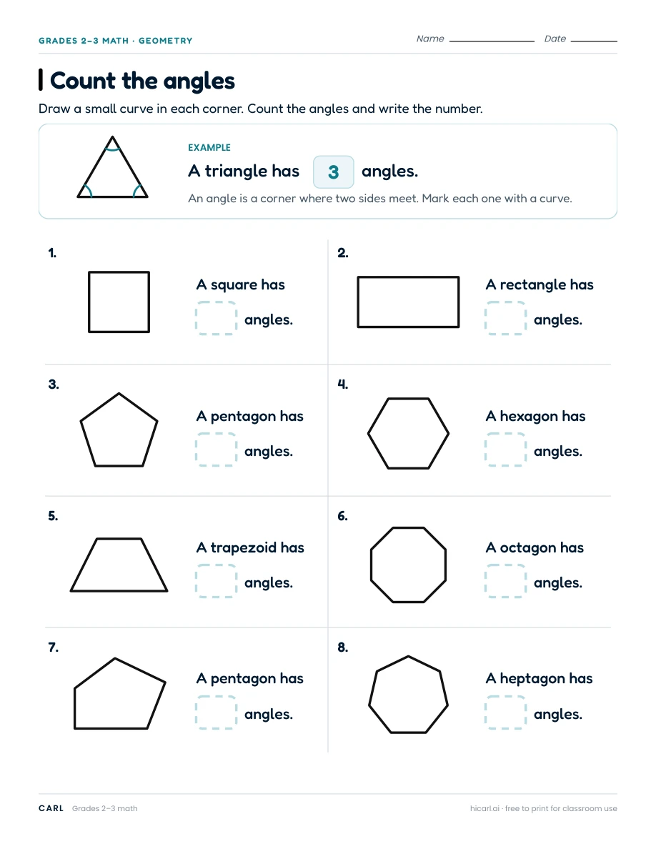 Angles, parallel sides and symmetry worksheets preview