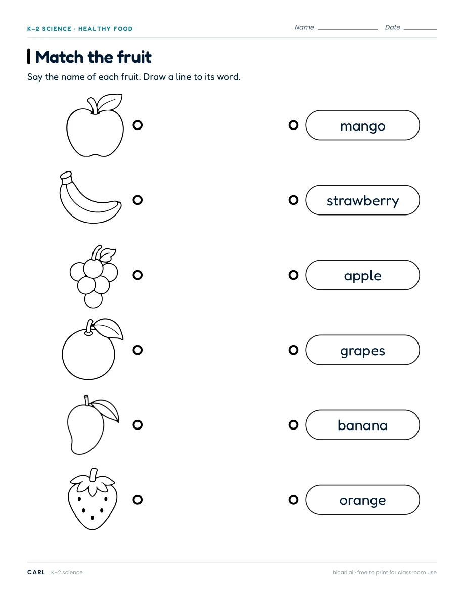 Fruit names, seeds and growth worksheets preview