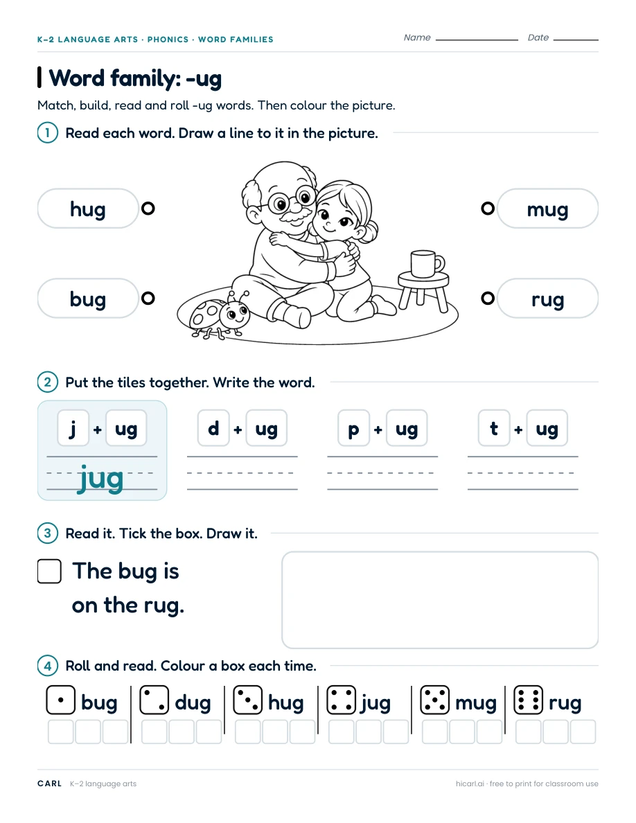 Word family: -ug preview