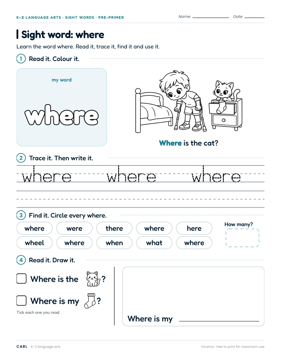 Sight word: where preview