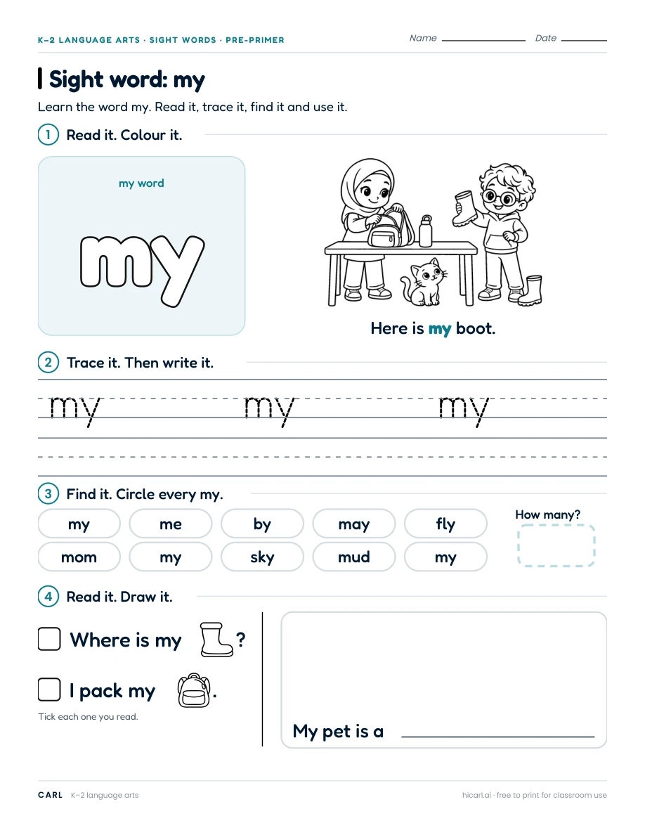 Sight word: my preview