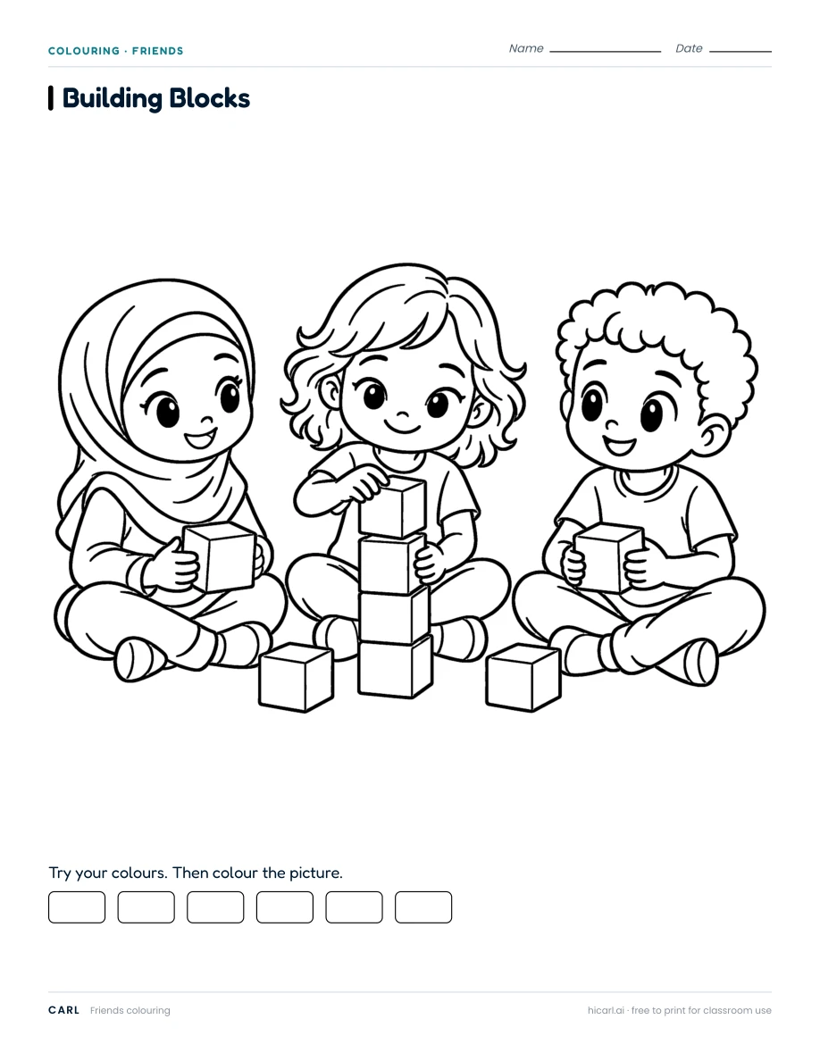 Inclusive kids at play colouring pages preview
