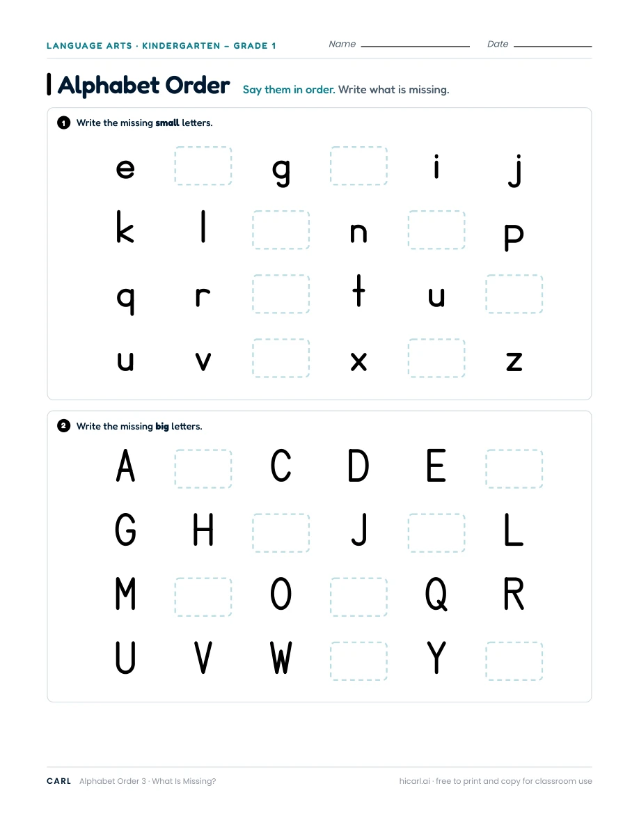 Alphabet Order 3 — page 1 of 1