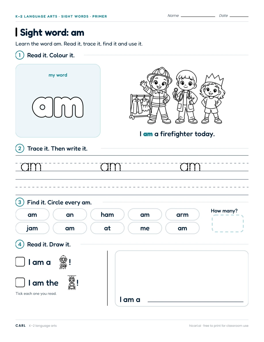 Primer sight word worksheets preview