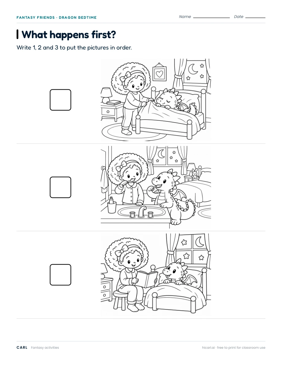 Dragon bedtime activities preview