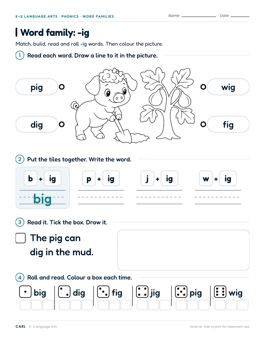 Word family: -ig preview