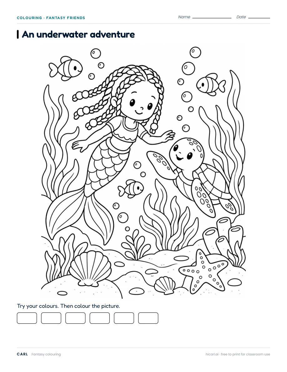 Underwater Adventure colouring page preview