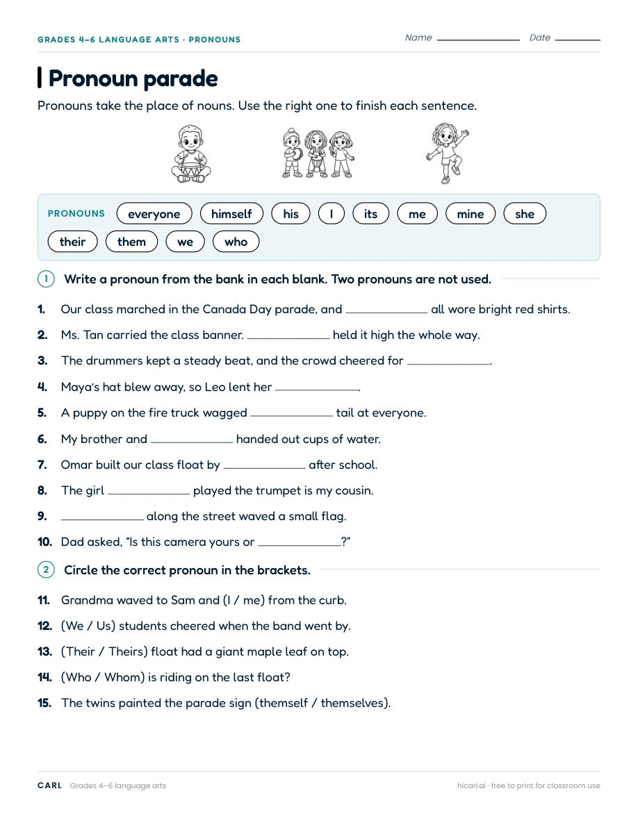 Pronoun parade preview