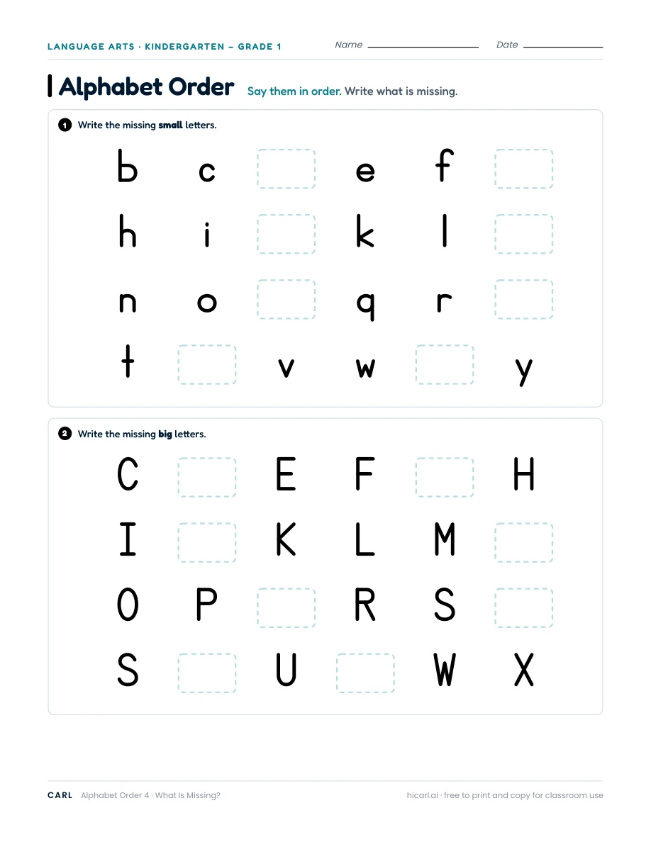 Alphabet Order 4 — page 1 of 1