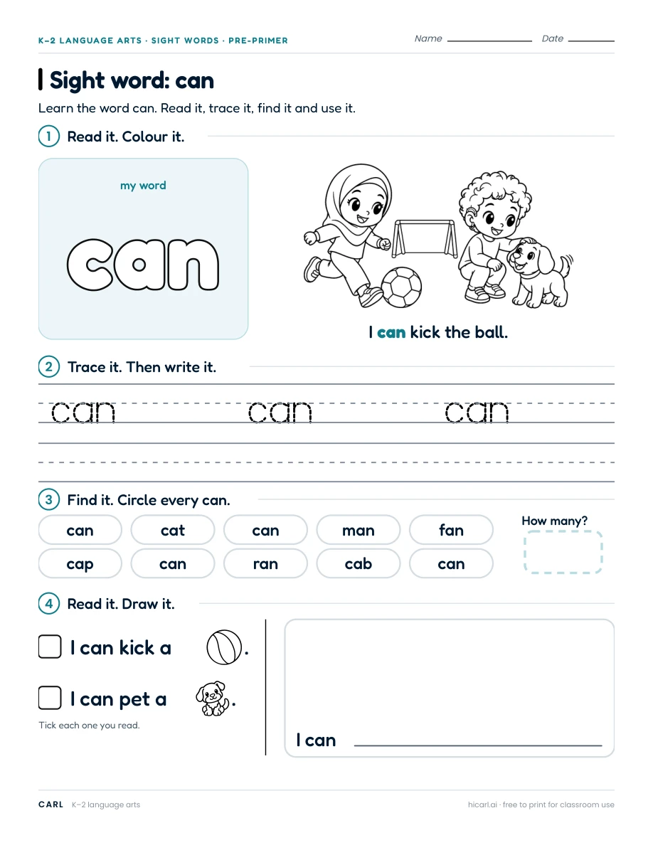 Sight word: can preview