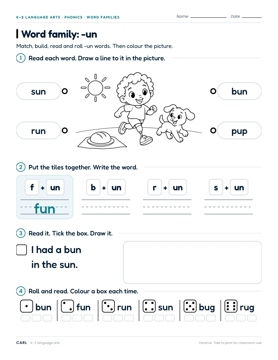 Word family: -un preview