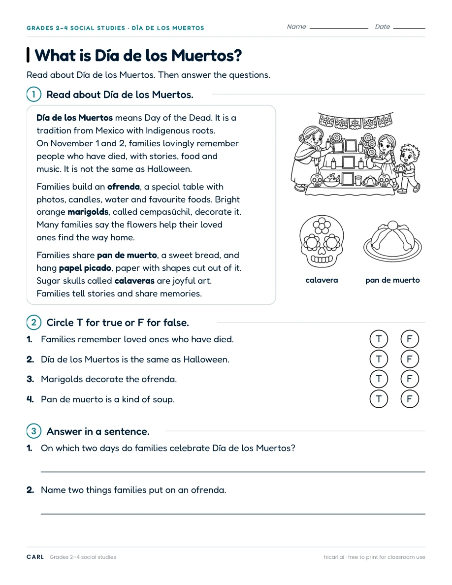 Dia de los Muertos activities preview