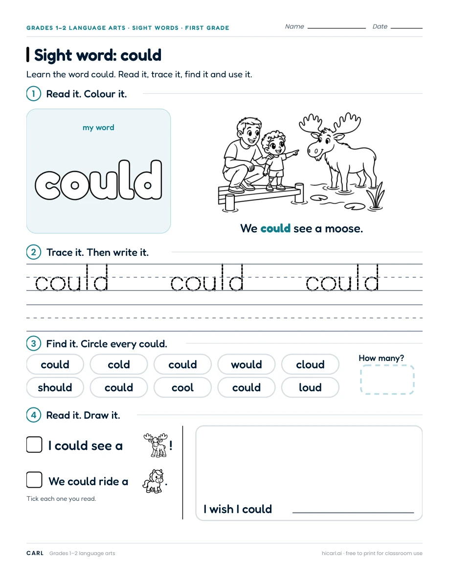 Sight word: could preview
