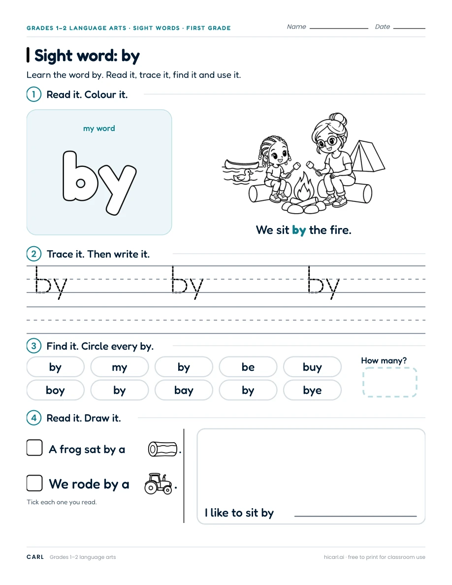 Sight word: by preview