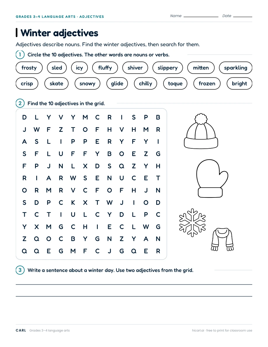 Winter adjectives preview
