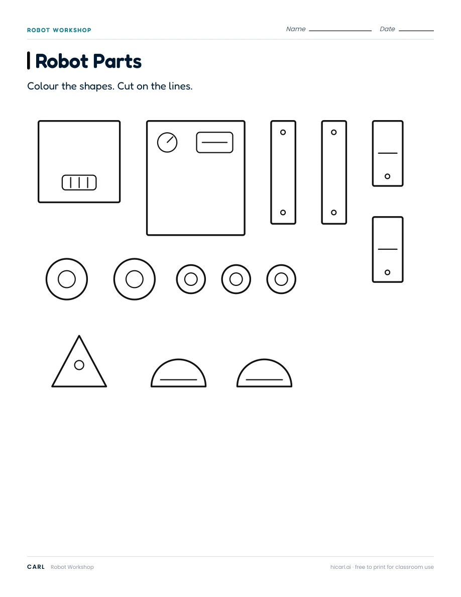 Robot Workshop: Build a Shape Robot included second page