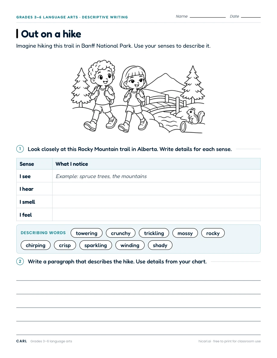 Descriptive and personal paragraph worksheets preview