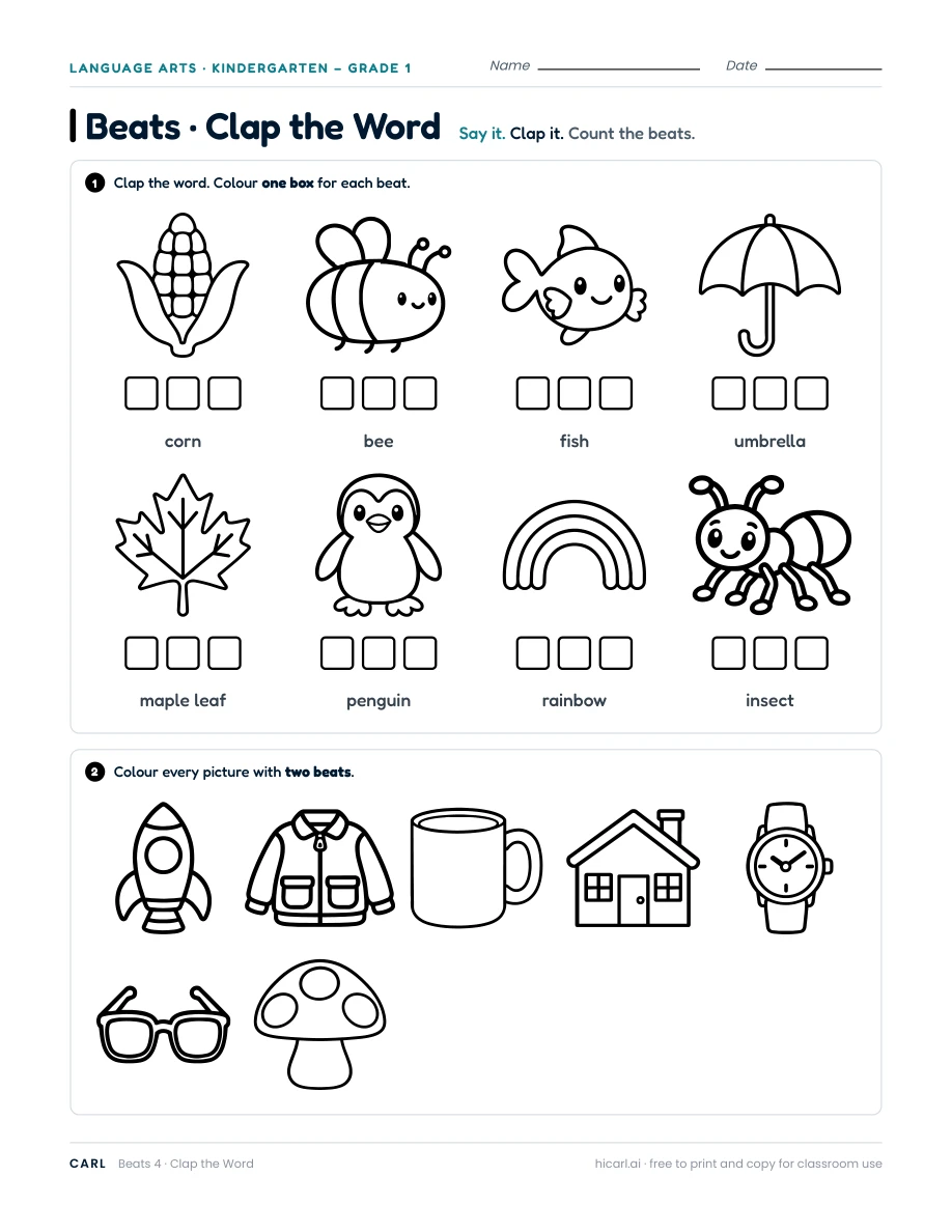 Clap the syllables, sheet 4 — page 1 of 1